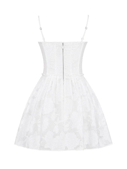 Jacquard Boning Corset Flare Short Dress