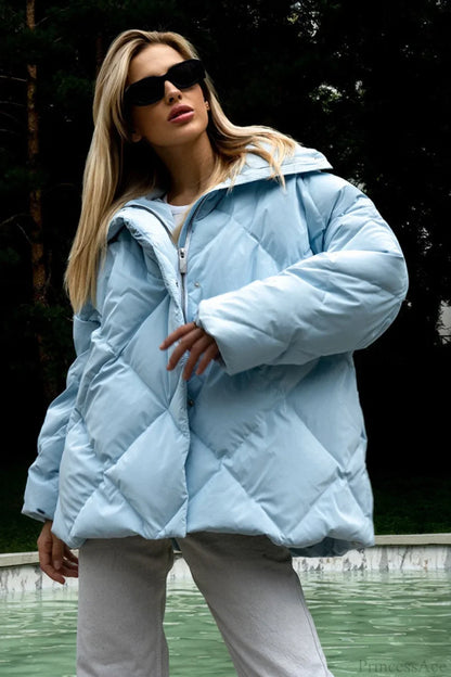 Diamond Quilted Matte Shiny Oversized Wide Lapel Coat