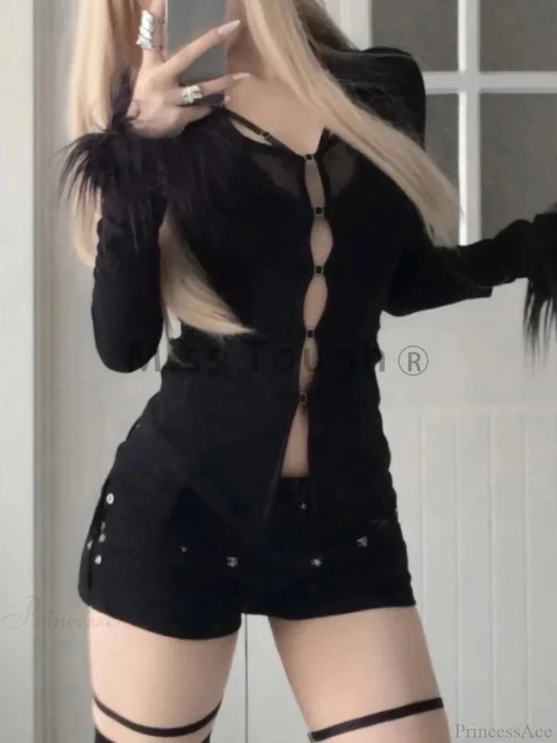 Dirty Gothic Black V-neck Lace Blouse