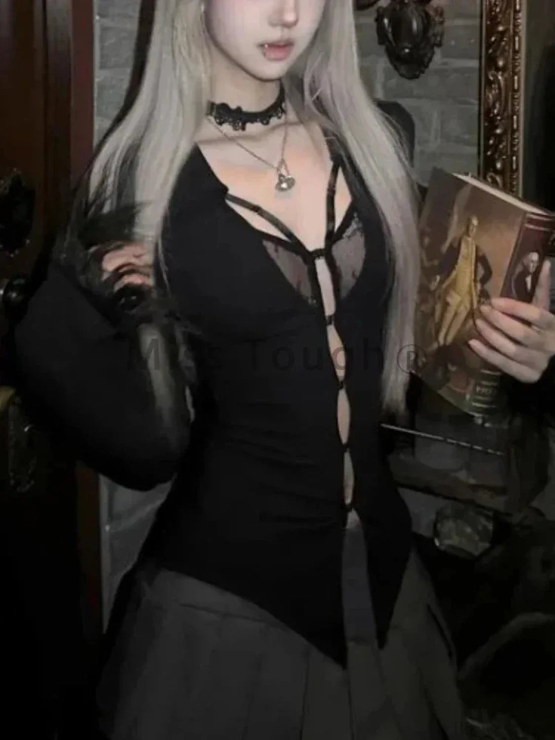 Dirty Gothic Black V-neck Lace Blouse