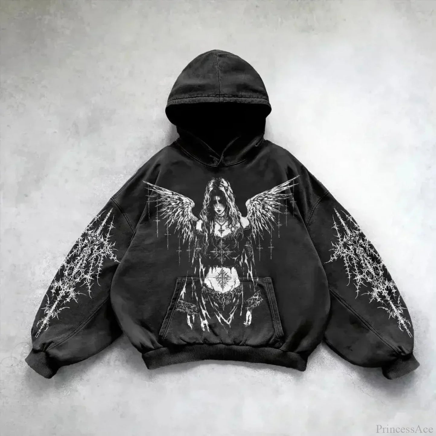 Distress Vintage Gothic Skull Hoodie