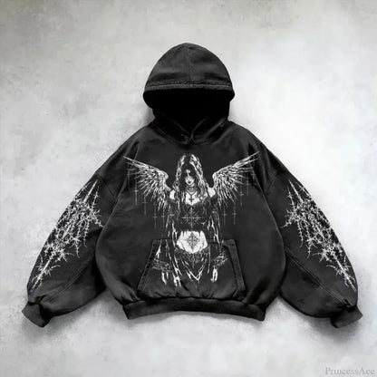 Distress Vintage Gothic Skull Hoodie