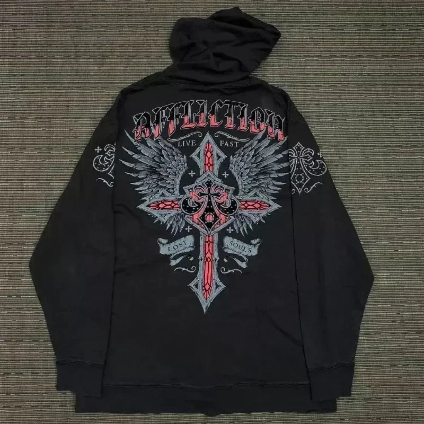 Distress Vintage Gothic Skull Hoodie