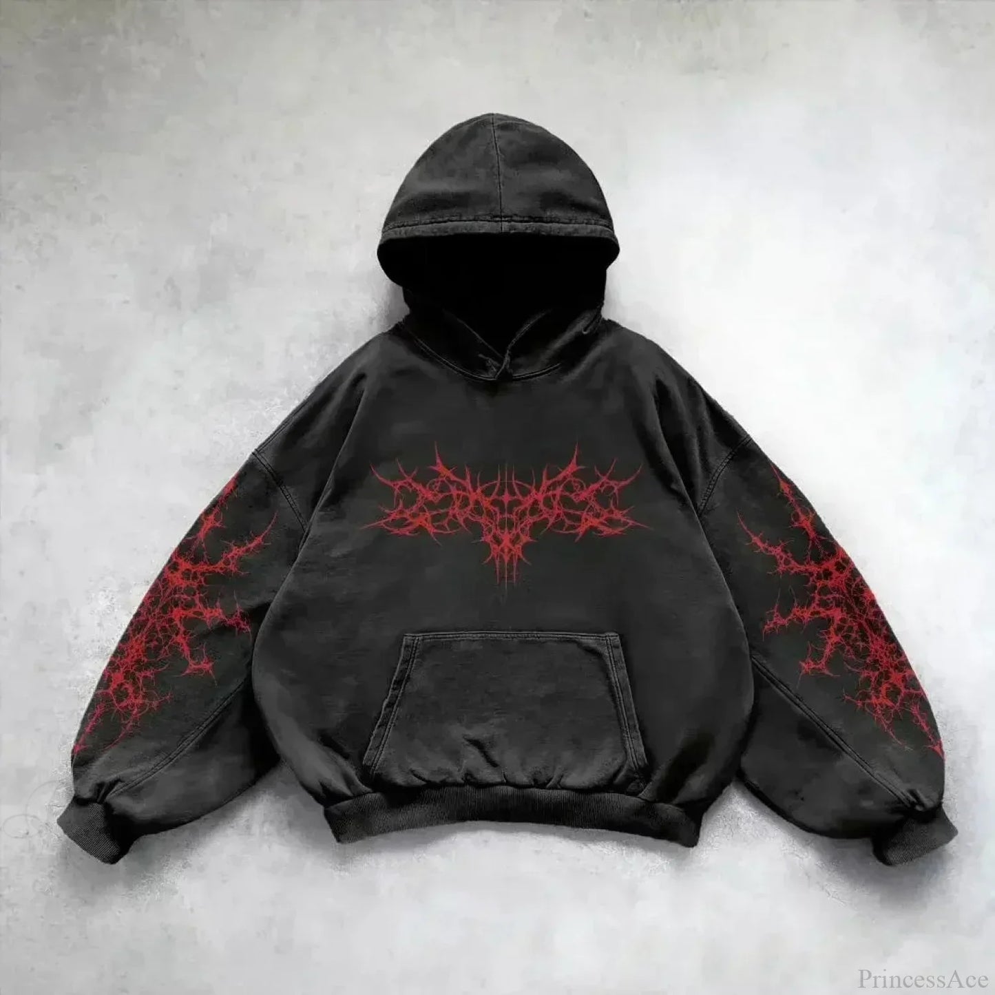 Distress Vintage Gothic Skull Hoodie