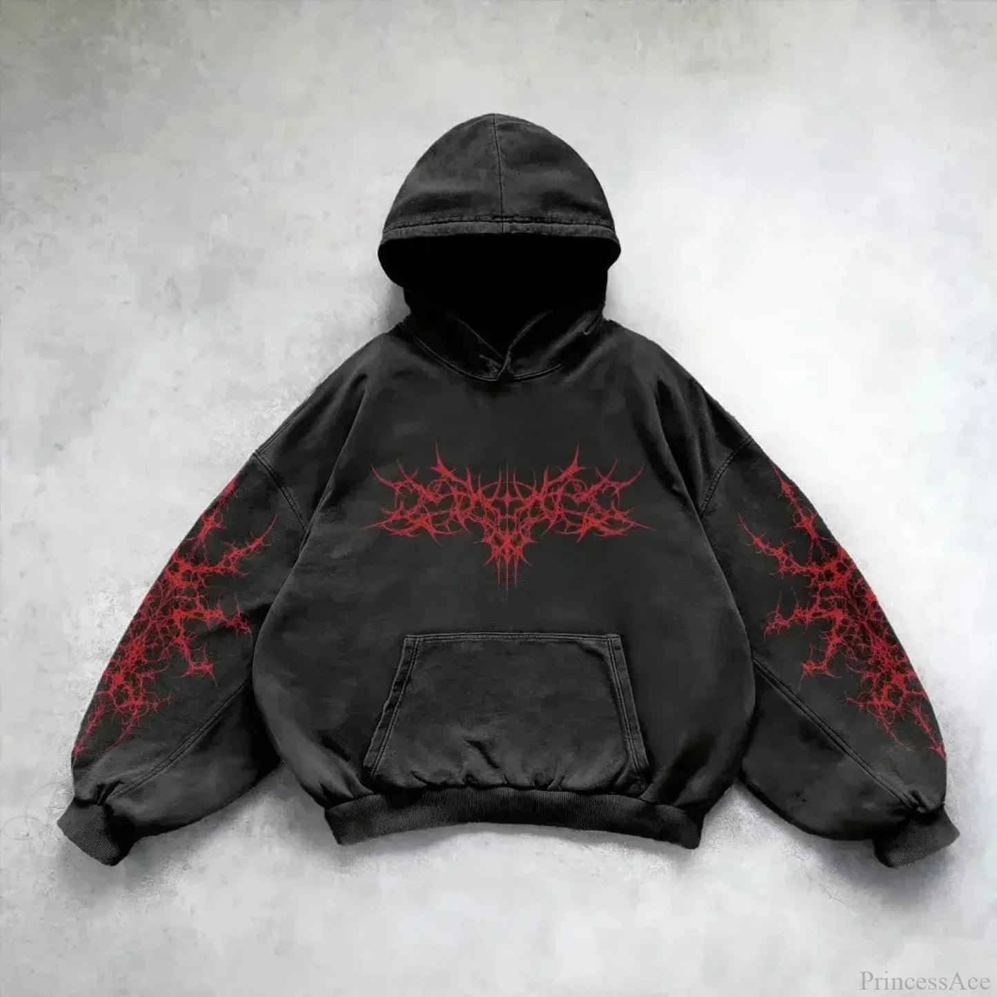 Distress Y2K Gothic Skull Hoodie