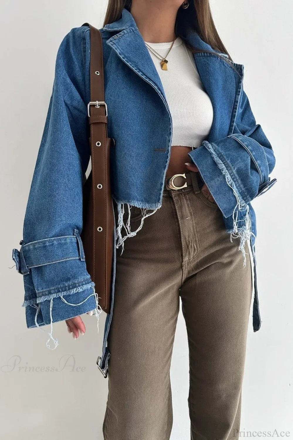 Distressed Lapel Denim Chic Jacket