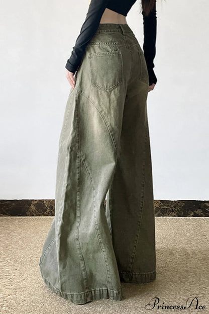 Distressed Low Waist Flared Wide Leg Jeans