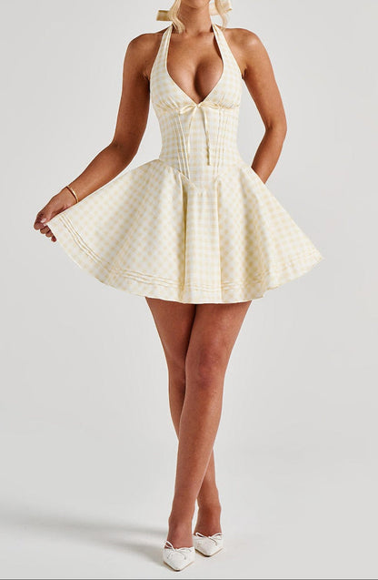 Ariadna Mini Dress - Lemon Gingham