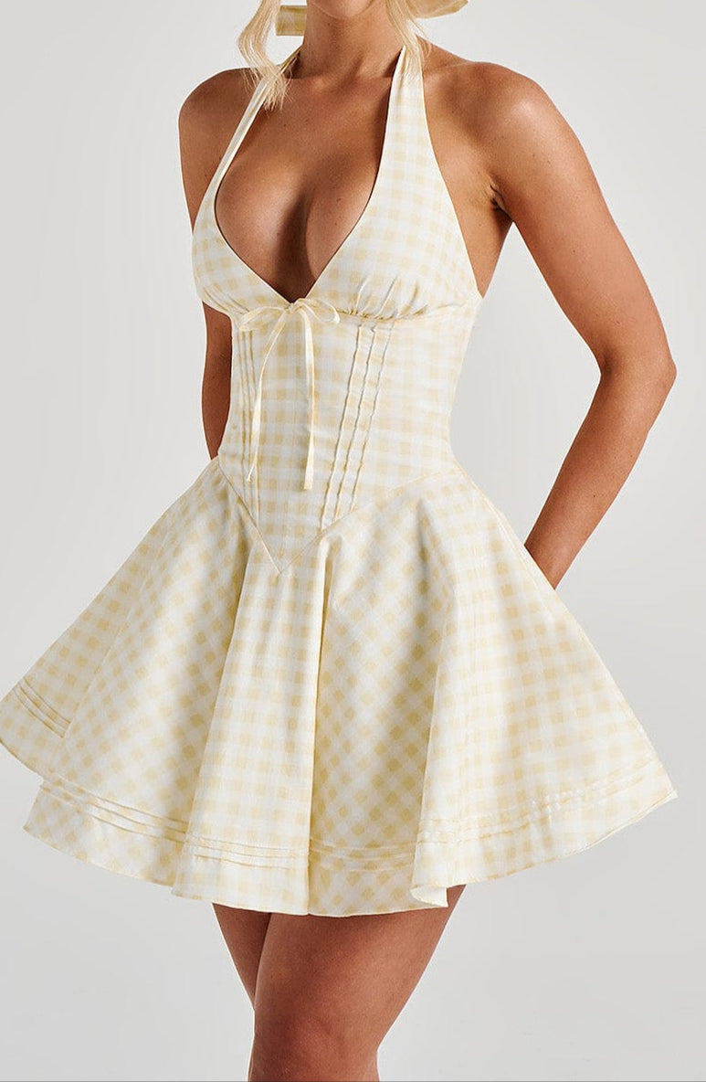Ariadna Mini Dress - Lemon Gingham