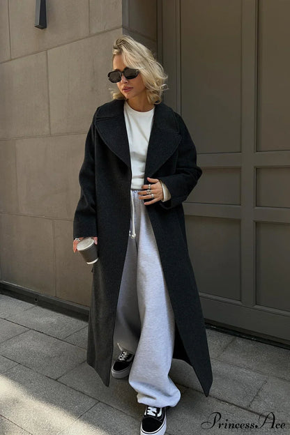 Double Faced Wool Raglan Sleeve Loose Overcoat