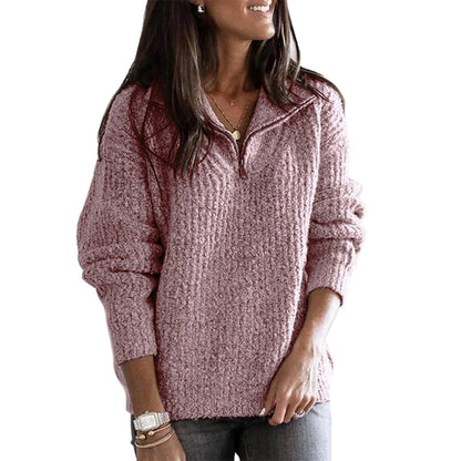 | Women’s Zip-Up Ribbed Sweater