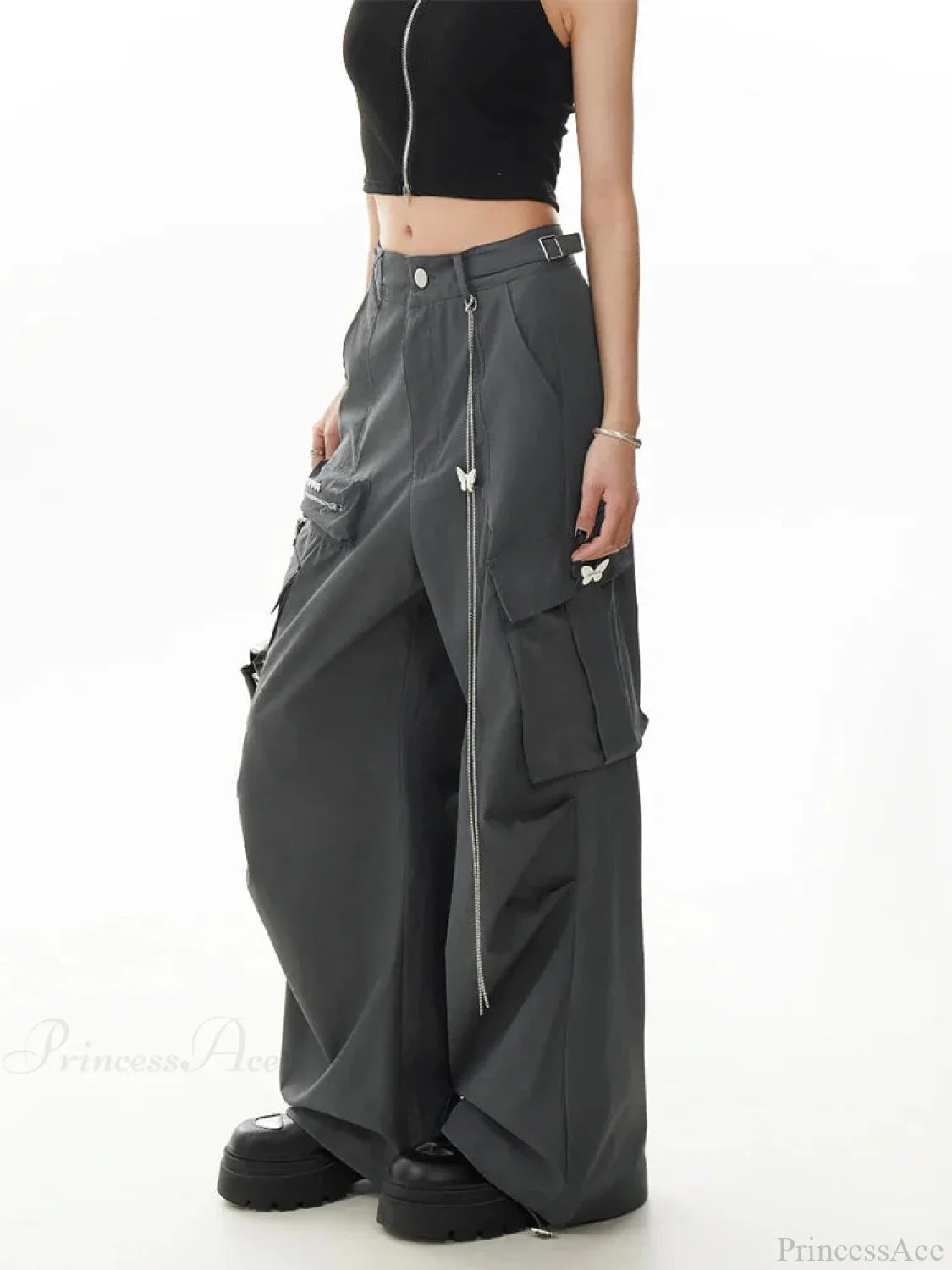 Dull Gothic Y2K Cargo Parachute Pant