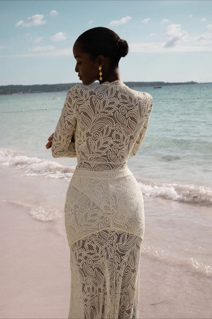 Sexy Lace Cutout Bodycon Maxi Dress