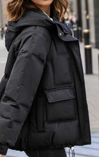 Cropped Insulated Cargo Puffer Jacket