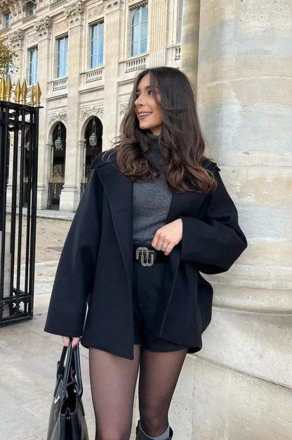 Relaxed Fit Short Wool Blend Jacket