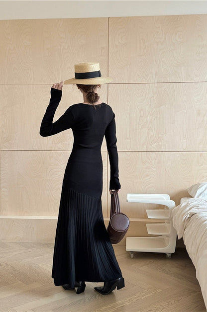 Vintage Knit Fitted Mermaid Hem Maxi Dress