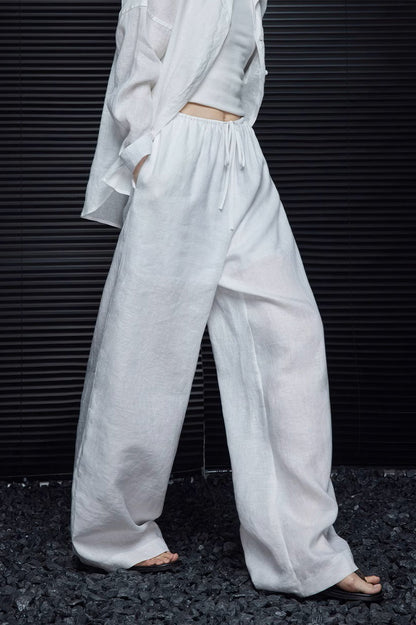 Elegant Cotton Linen Wide Leg Pant