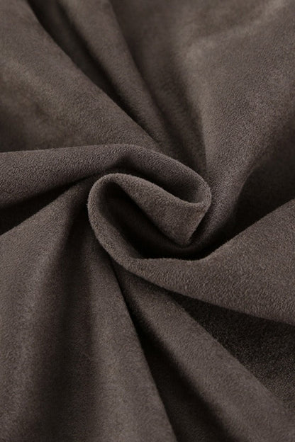 Retro Gray Suede Pilot Stand Collar Zip Jacket