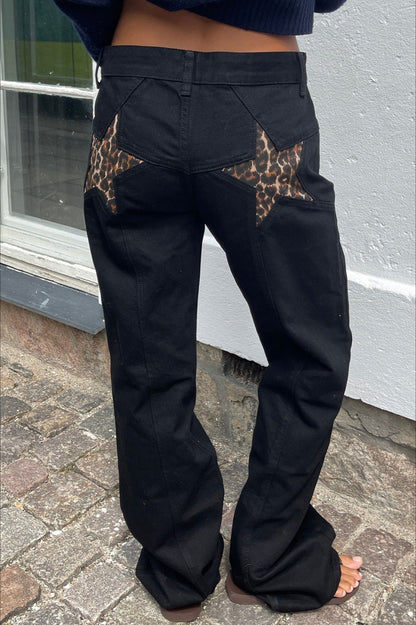 Contrast Patchwork Y2K Retro Star Back Casual Jeans