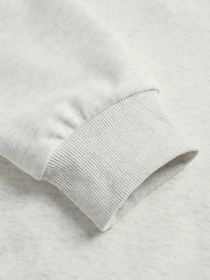 Letter Label Embellished V Neck Oversized Hoodie