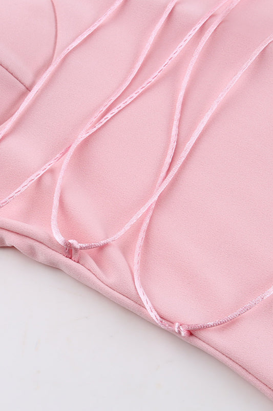 Floral Cup Detail Lace-Up Bodycon Maxi Dress