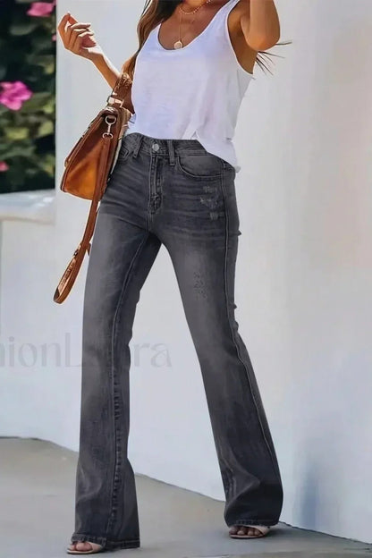 High Waist Flared Denim Jeans