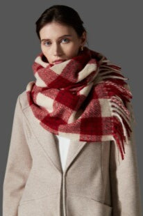 Oversized Fringe Plaid Scarf