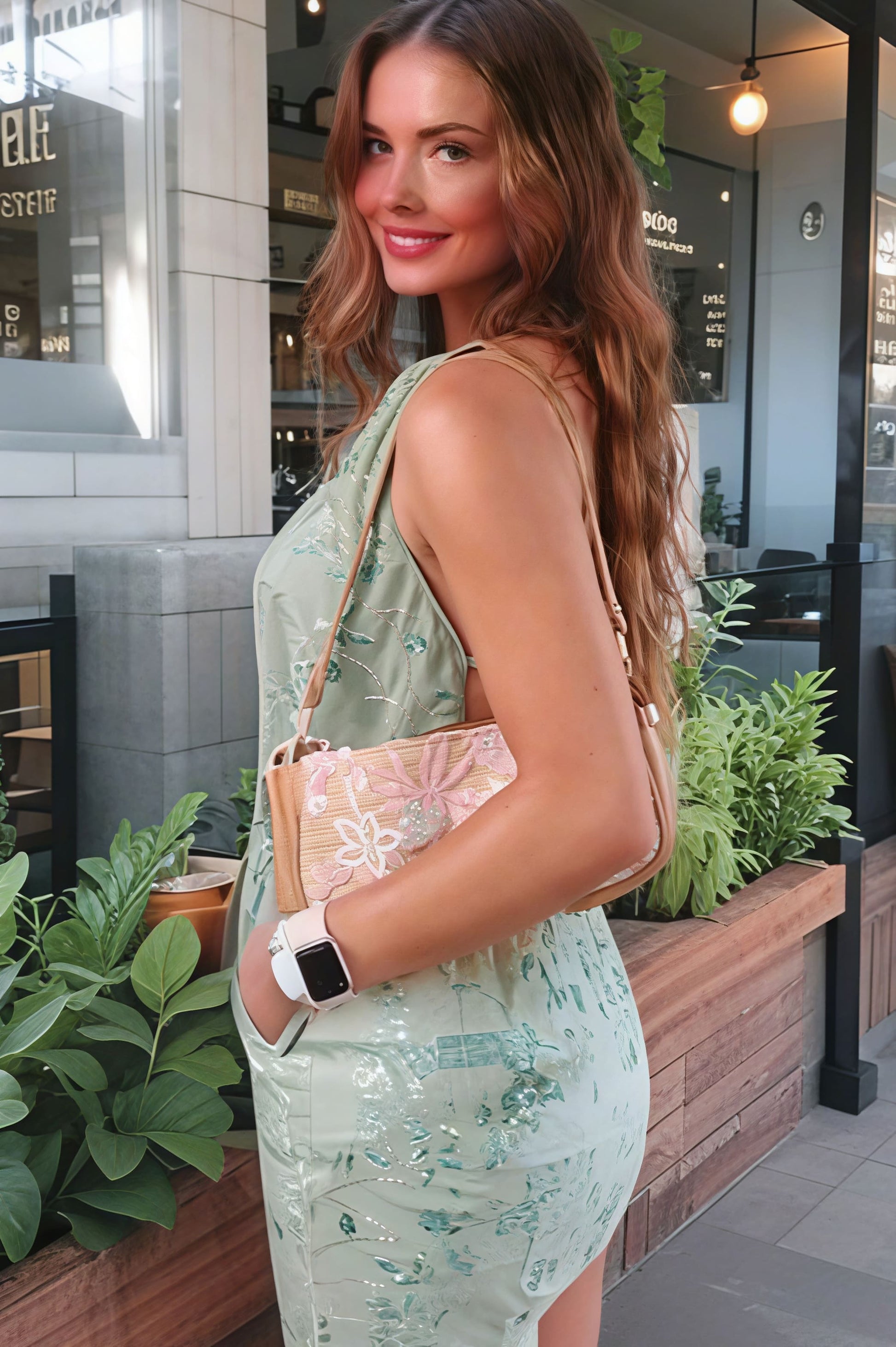 Halter Deep Plunge Floral Sequin Embroidered Bodycon Mini Dress