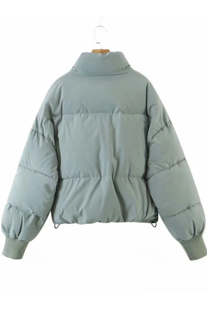 Stand Collar Zipper Pocket Thick Warm Cotton Jacket