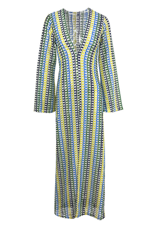 Lace Hollow Beach V-neck Low-cut Front Slit Long Dress