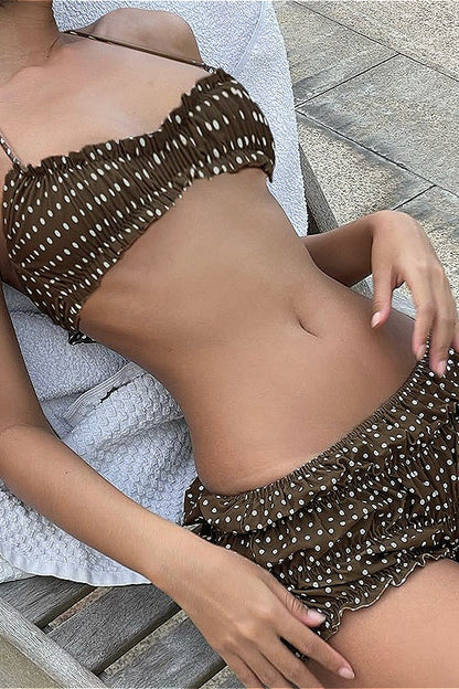 Ruched Polka Dot Bikini Set