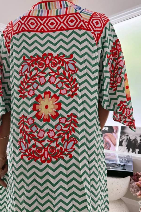 Forest Wave Totem Print Dress