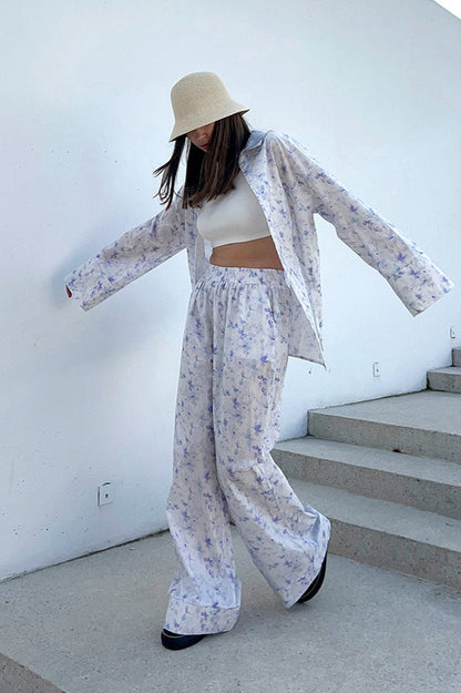 Floral Retro Shirt Pants Two Piece Set