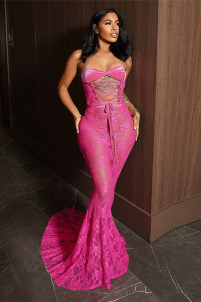 Sexy Lace-up Backless Bodycon Maxi Dress