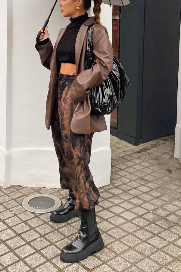 Bershka Oversized Faux Leather Blazer