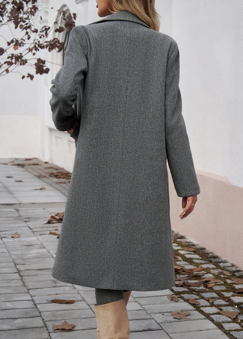Elegant Everyday Double-Breasted Woolen Coat