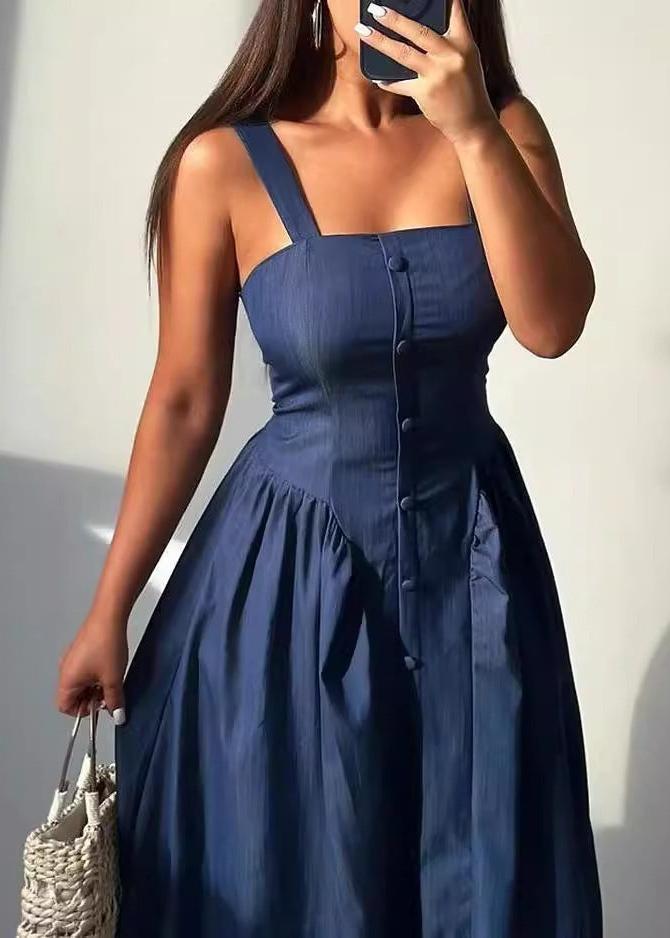 Casual Solid Color Sleeveless Dress with Fitted Waist