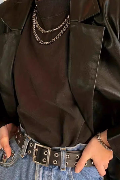 Elegant Loose PU Blazer Coat