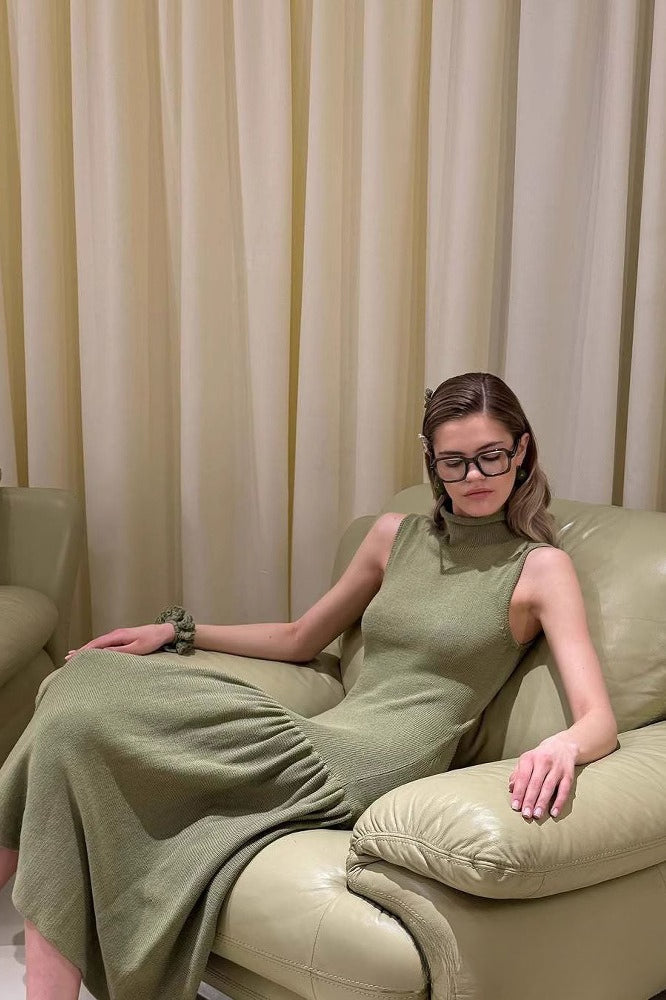 Elegant A Line Knit Maxi Dress