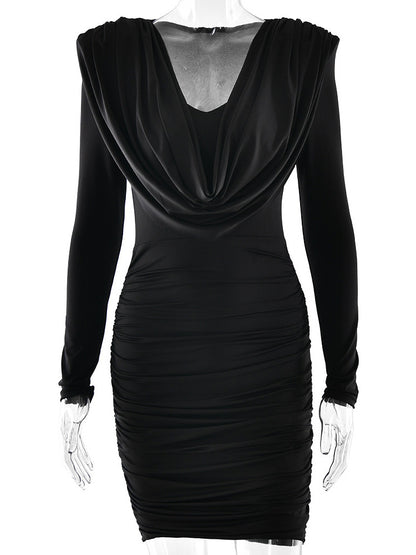 Modern Ruched Mini Dress With Deep V Neck For Women 2026