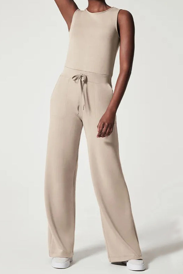 Fashion Slender Casual Women's Sleeveless Solid Color Jumpsuit