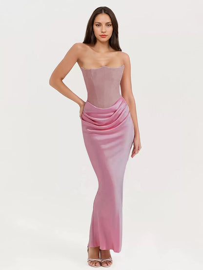 Bodycon Dresses Gray Sleeveless Pleated Chic Strapless Irregular Body-conscious Dress Sheath Dress