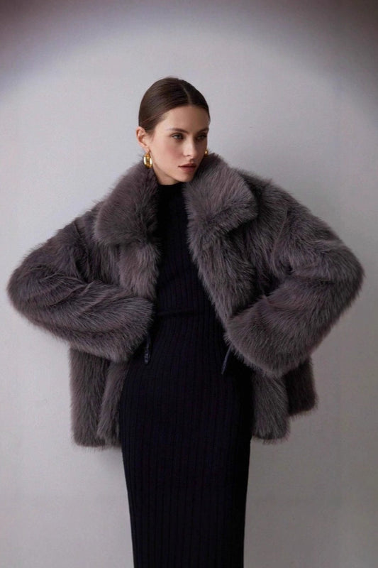 Solid Faux Fur Winter Coat
