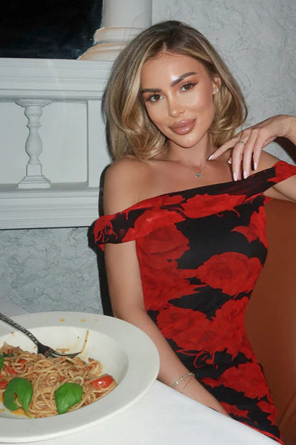 Elegant Floral Strapless Bodycon Maxi Dress