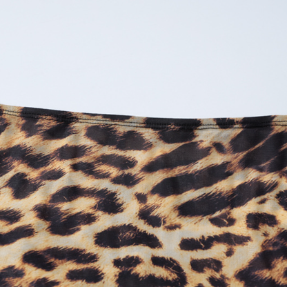 Leopard print chiffon see through maxi skirt