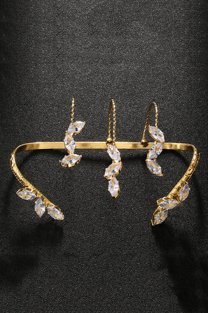 Leaf Shaped Zirconia Adjustable Bracelet