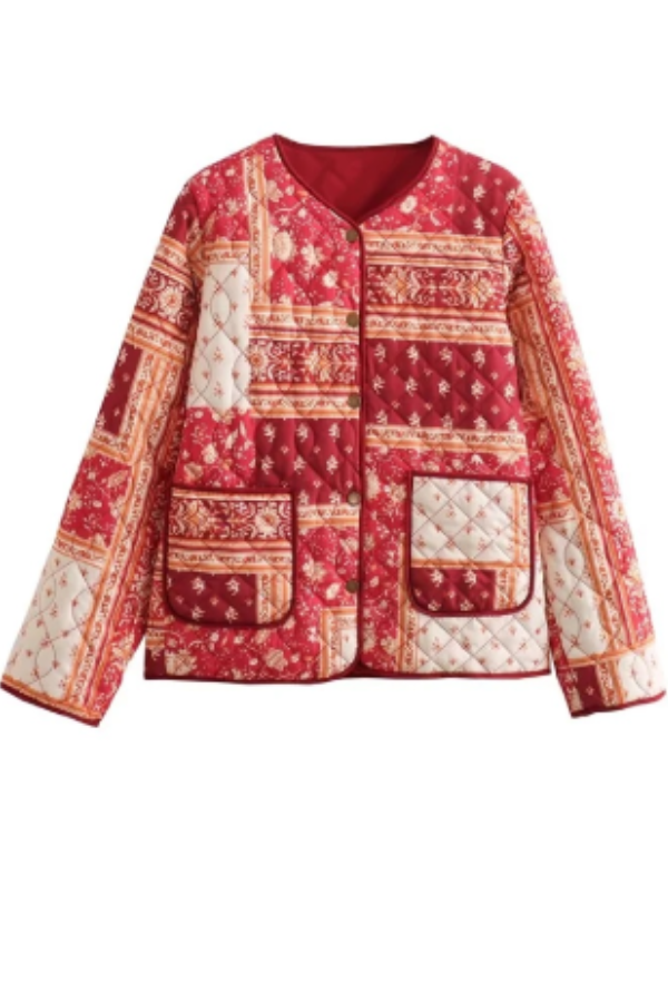 Colorblock Printed Cotton Jacket