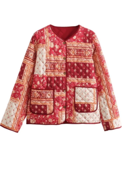 Colorblock Printed Cotton Jacket