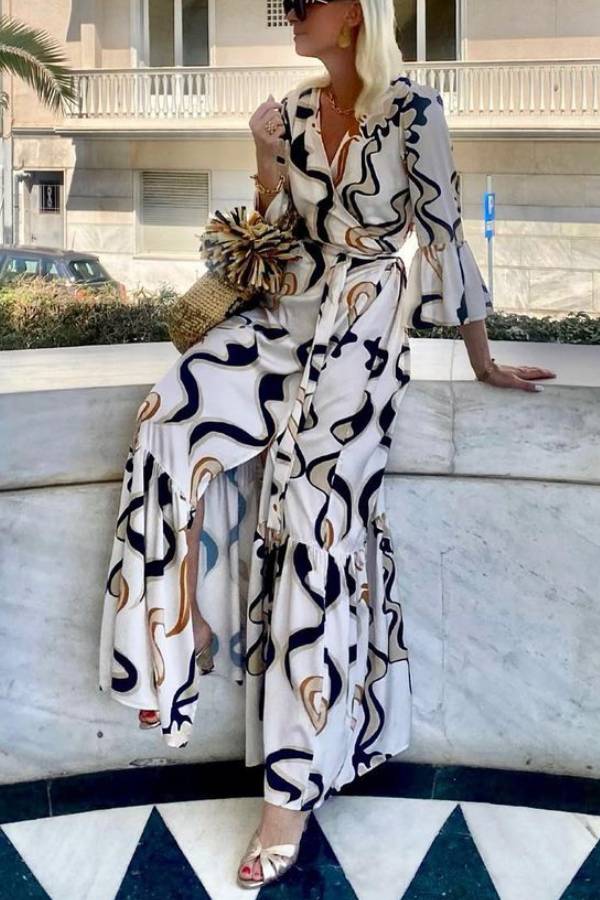 Black and White Tie-dye Maxi Dress