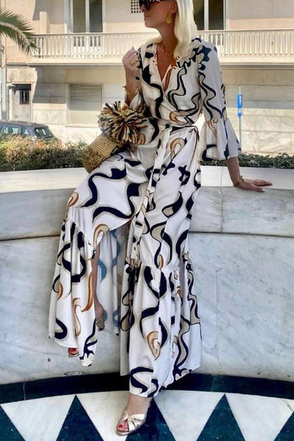 Black and White Tie-dye Maxi Dress